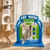 Pet Hair Grooming Kit Cat Wash Station, Self Groomer with Soft Rubbing Brushes, Cleaning Accessories Car Design Massage Scratcher for Indoor