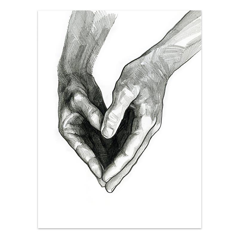 Черно-белая любовь, держась за руки, холст, картина, плакаты на скандинавскую тему и принты, настенные художественные фотографии, гостиная, семейный домашний декор