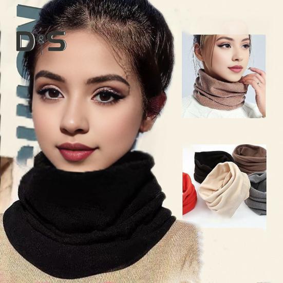 Men Women Thermal Scarf Thickened Double-Sided Velvet Lining Winter Dyeing Scarf Good Heating Insulation High Elasticity Scarf