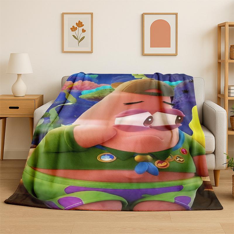 Cartoon SSpongeBob Patrick Star Flannel Blanket Soft Warm Throw Blanket for Bedroom Living Room Bed Travel Camping Picnic Kid