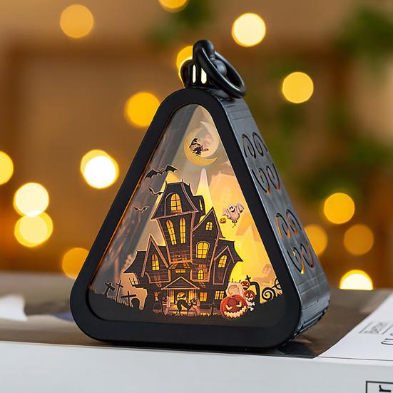 Хэллоуин Тыква Фонарь Ведьма Портативный Переносной Свет Угощение или Жизнь Украшение Реквизит для Оформления Сцены Вечеринки для Декора Каминной Полки Шкафа
