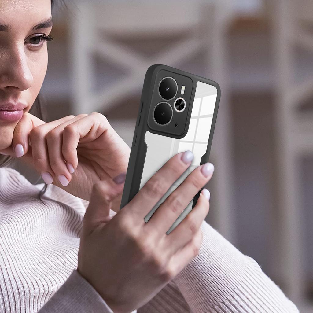 Для Realme 14 5G Чехол Акрил+ТПУ Прозрачная накладка для телефона с ПЭТ защитной пленкой для экрана