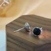 Retro Lotus Pod Black Agate Earrings for Women's Ethnic Style High-end and Versatile Black Earrings