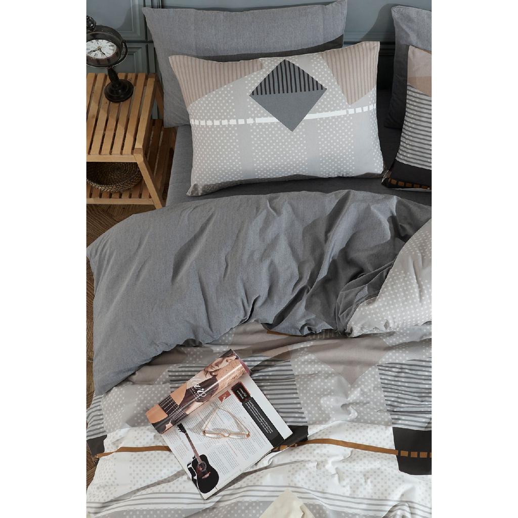 Sahara, Patterned Double Duvet Cover Set With Elastic Sheets, Reusable On Both Sides