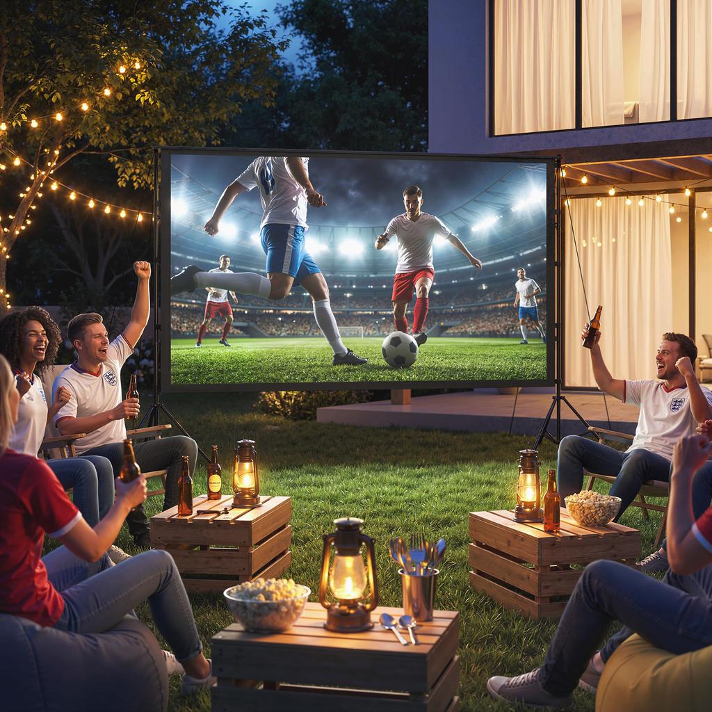 120" 16:9 HD 4K/8K Projector Screen. 160 Viewing Angle. Double-Sided and Foldable Tripod. White