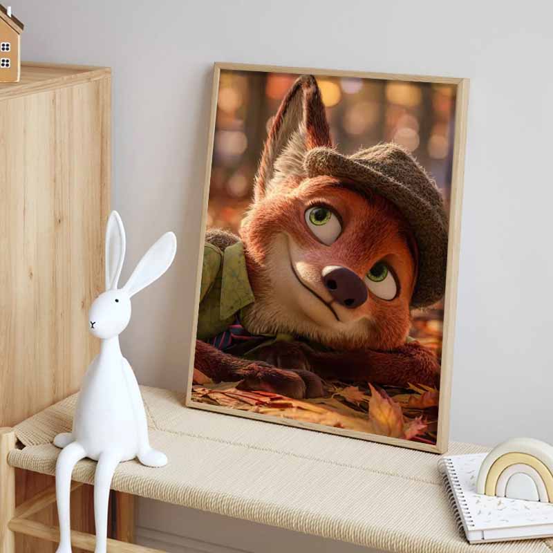 Disney 5D DIY Diamond Painting Nick Wilde WearingA Retro Top Hat Illustration Cartoon Full Diamond Mosaic Art Wall Decoration Set