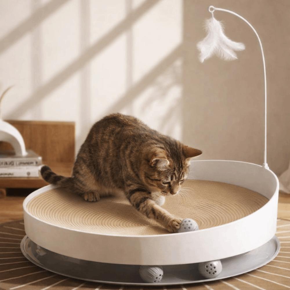 Wear Resistant Cat Scratch Board Round Cat Turntable Toy Teasing Cat Stick  Indoor Play