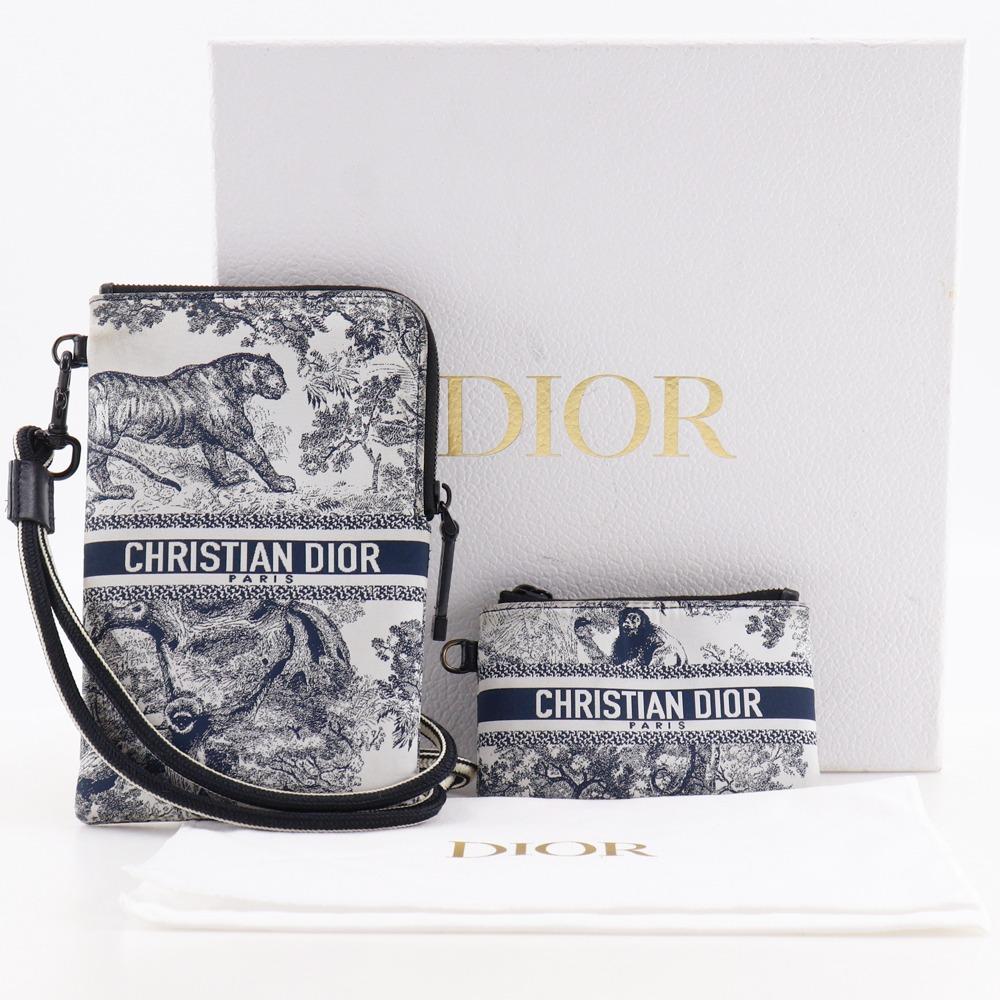 Dior Dior Сумка через плечо многофункциональная для путешествий Pouch Toile de Jui Черный / белый Нейлон Женская Б/у