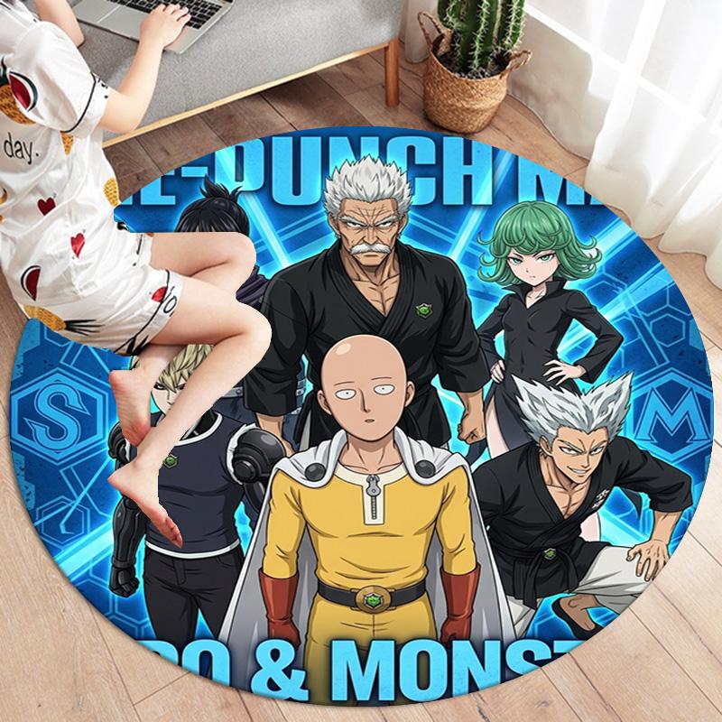 Onepunch Man Round Area Rug Carpet Rug For Living Room Bedroom Sofa Playroom Decor Nonslip Floor Mat