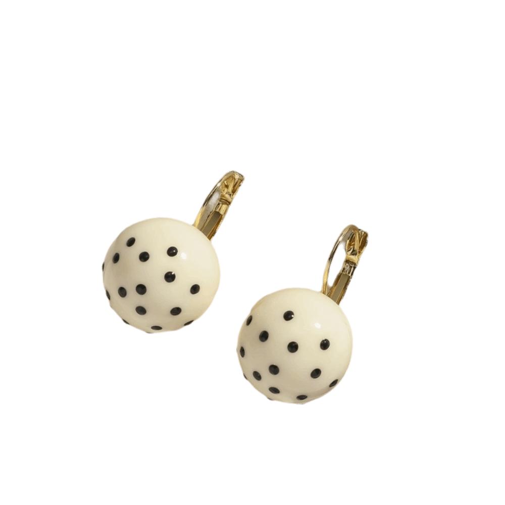 Zinc Zinc Alloy Polka Dot Earrings Black White Dangle Earrings Fashion Round Ball Ear Buckles  Party Wear