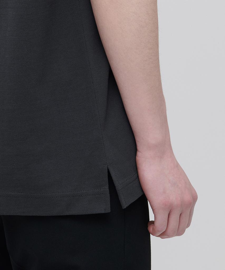 MUSINSA STANDARD Slit Neck Pique Polo Shirt [Dark Grey]