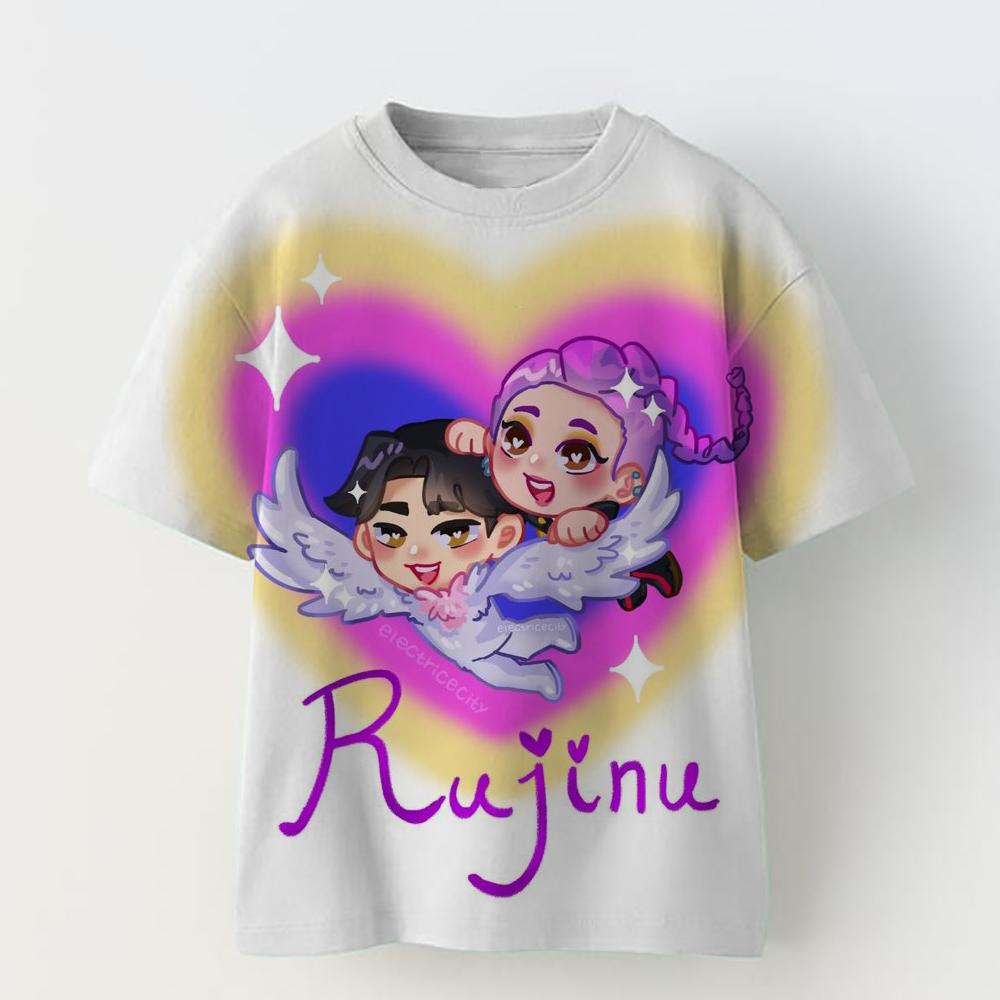 Hot Sale Girls' Witch Hunting Team Children's Heart-shaped Pattern Short-sleeve Soft T-shirt Fashion