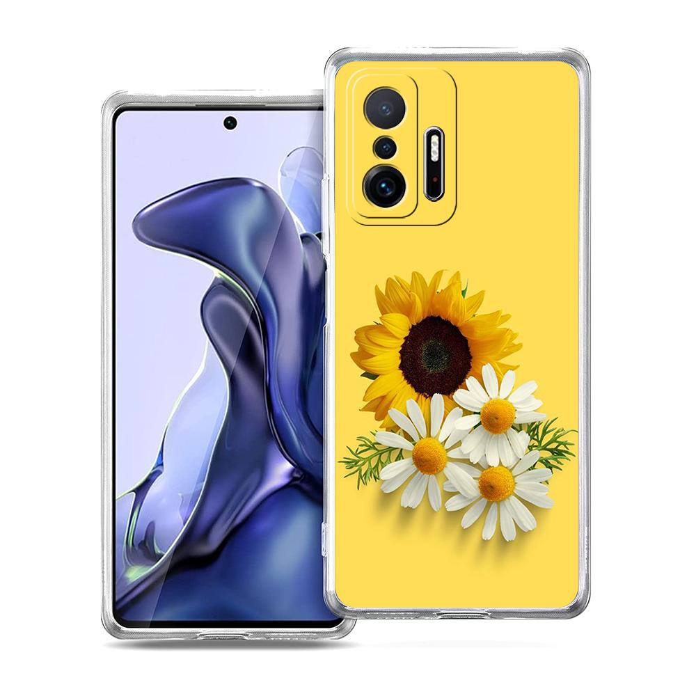 Чехол для телефона подсолнух для Xiaomi Mi Poco F3 X3 X4 GT NFC M3 M4 11 Ultra 12 11X 11i Pro Lite 5G Мягкий прозрачный чехол Чехлы Сумки