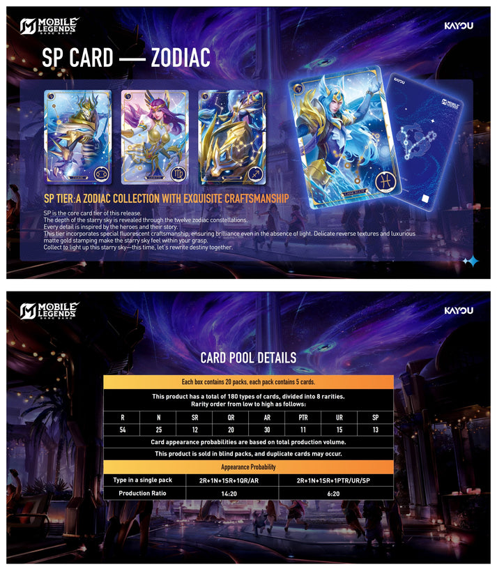 KAYOU Оригинальная карта Mobile Legends MLBB Английская версия Звездное путешествие Игровой коллекционный карточный набор Игрушка Подарок