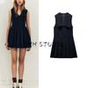 Spring New Women Clothes Pleated Decoration Sleeveless Wide Pleat Lead Short Dress 2124550 3067