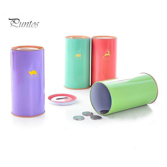 Металлическая копилка большой емкости с рисунком животных, детский цилиндрический сберегательный банк, инструмент для финансового управления