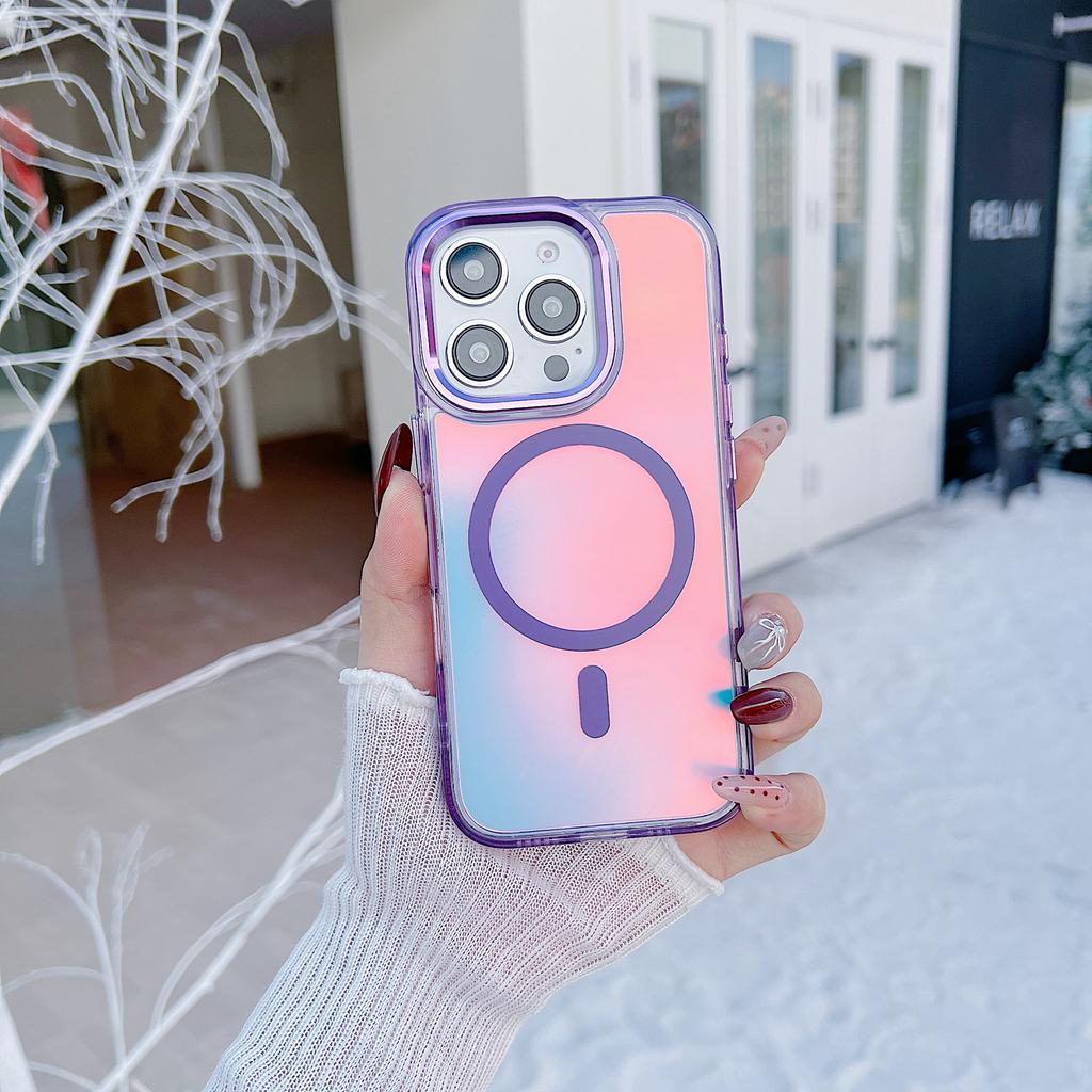 Чехол для iPhone 16 Pro, совместимый с MagSafe, меняющий цвет, задняя крышка из ТПУ для телефона