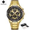 WWOOR Luxury Brand Gold Watches For Mens Waterproof Quartz Sports Wrist Watches Fashion Chronograph Male Clock Relogio Masculino