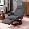 Swivel Recliner, Linen Look, Manually Adjustable Chair with Wooden Base, Footrest, High Backrest, Gray