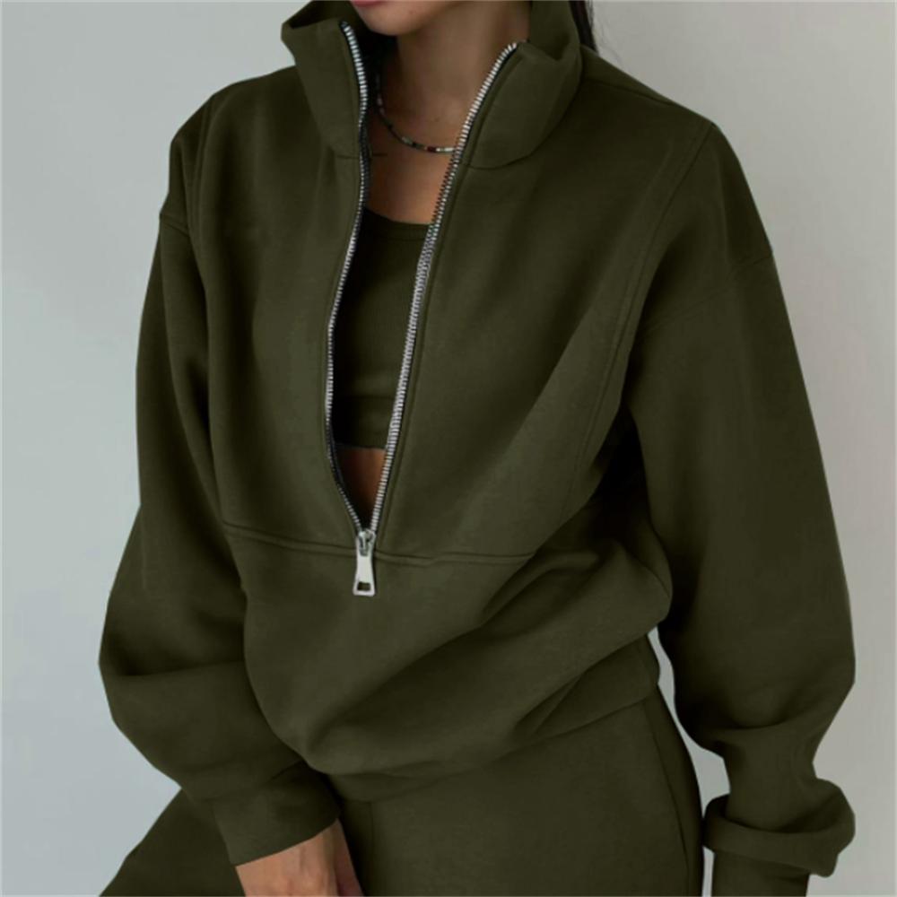 Женский осенне-зимний спортивный теплый костюм, повседневные толстовки на молнии и спортивные костюмы для брюк