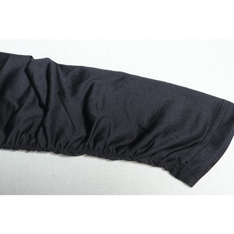 Women's Sexy Square Neck Pleated Dress Solid Color Chest Wrap Long Sleeve Halter Hollow Waist Pack Hip Dress