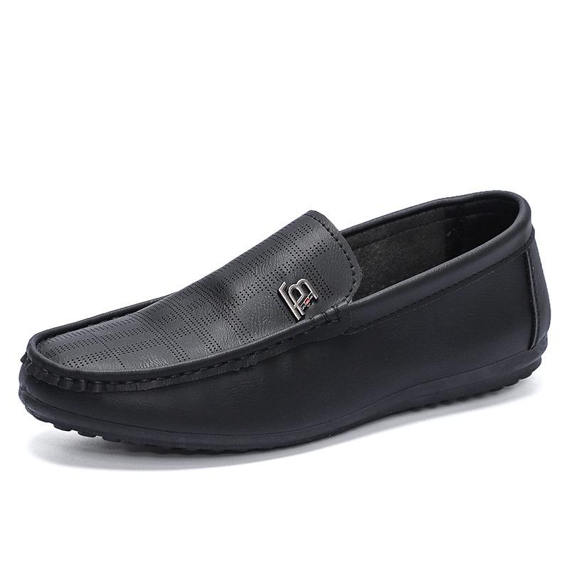 Men's Shoes Summer Black Hollow Breathable Men's Casual Leather Shoes One Pedal Outdoor Driving Soft-soled Doudou Tide Shoes