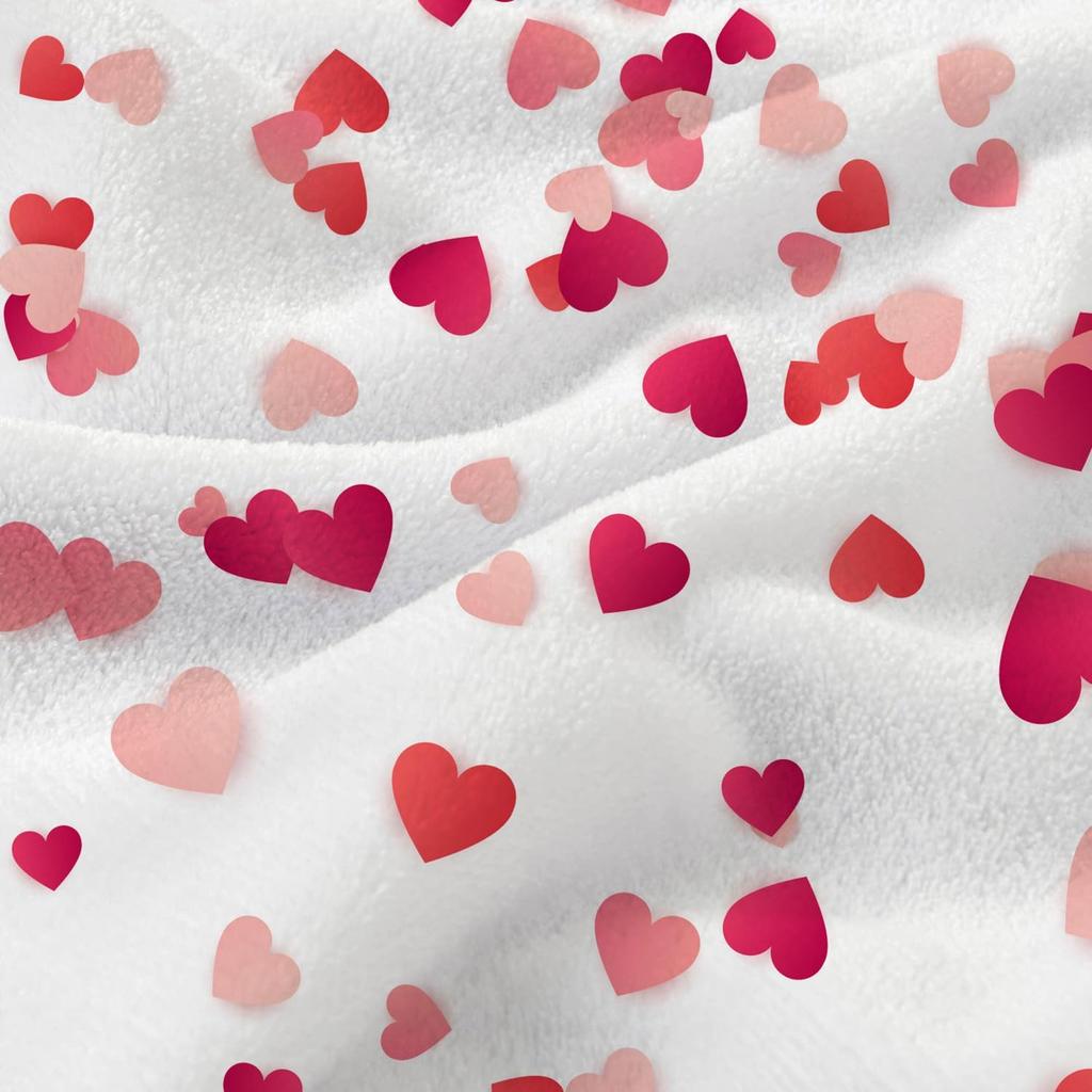 Valentine's Day Throw Blanket, Valentines Blanket Red Pink Heart Plaid Fuzzy Blanket Romantic Love Heart Decorative Soft Cozy Flannel Blanket for Mom
