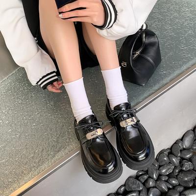 Yuexinwang натуральная кожа плоская для женской обуви Хуэйчжоу виноград мать та же маленькая кожаная обувь черные в британском стиле платформа лоферы женские