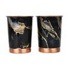 Copper Premium Black Gold Design Set of Two Glass with Elegant Gift Box, 250 ML