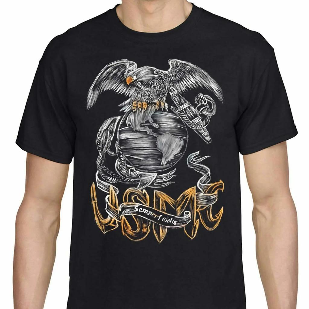 US Marine Corps Eagle Globe and Anchor Badge Military Physical Training T-Shirt. Premium Cotton Short Sleeve O-Neck Mens T Shirt