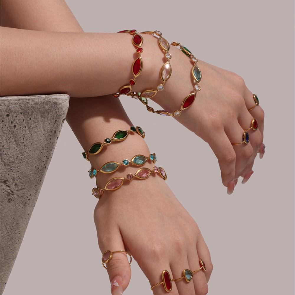 6 Цветов Граненые Чешские Стеклянные Ожерелья Браслеты Висячие Серьги на Нержавеющей Стали Цепочка Ожерелье Браслет Серьга Для Женщин