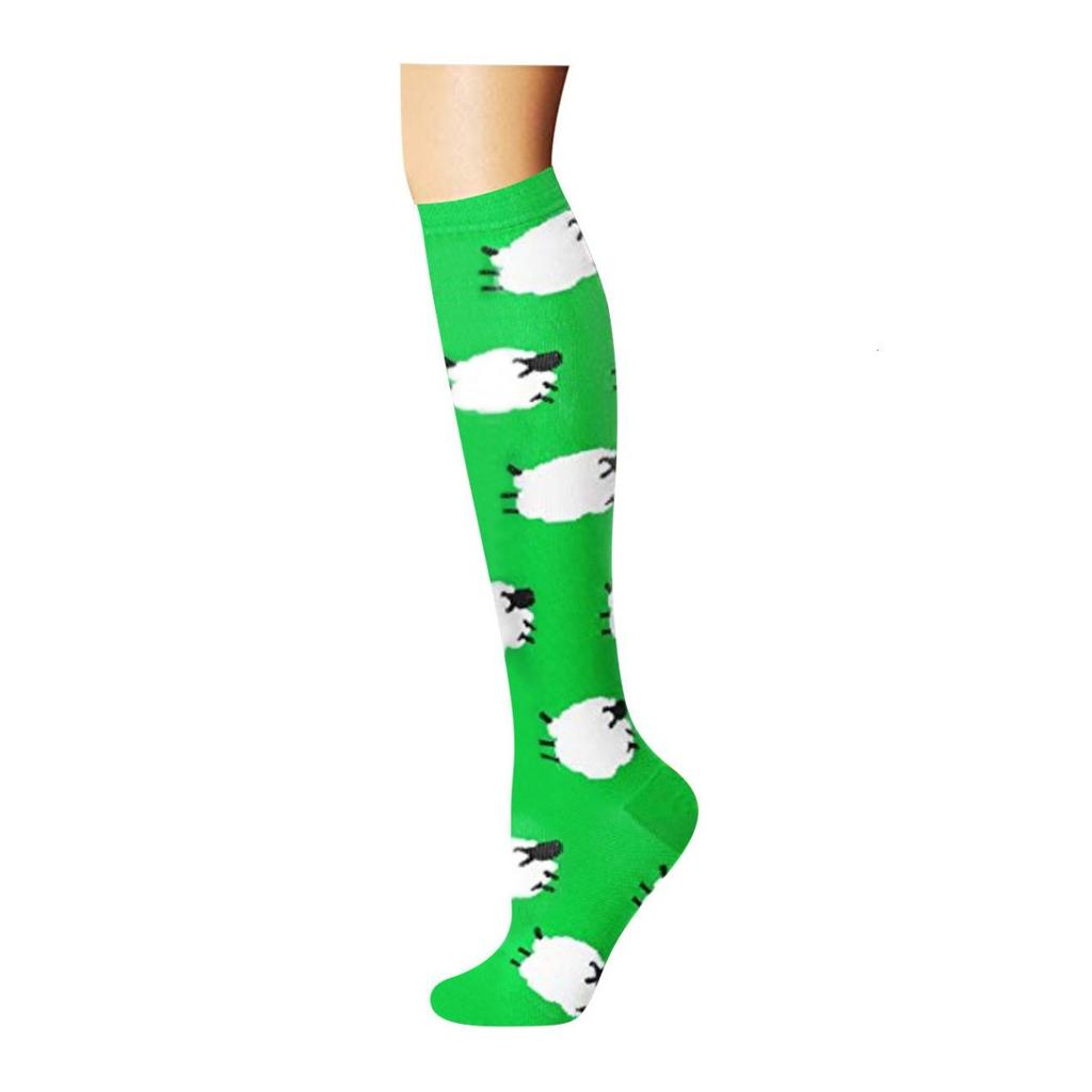 HYSAIXIA Compression Socks Funny Pattern Animals Sheep Monkey Music Cat Men Women Pressure Stockings Knee High Run Sport Socks