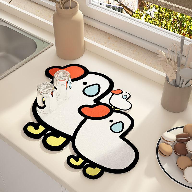 Absorbent Dish Mat Soft Quick-Drying Slip-Resistant For Kitchen Countertops Perfect Drying Dishes Cups Espresso Machines