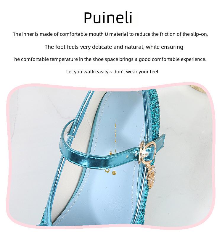 Весна 2025 г. Туфли на высоком каблуке со стразами и бантом для девочек