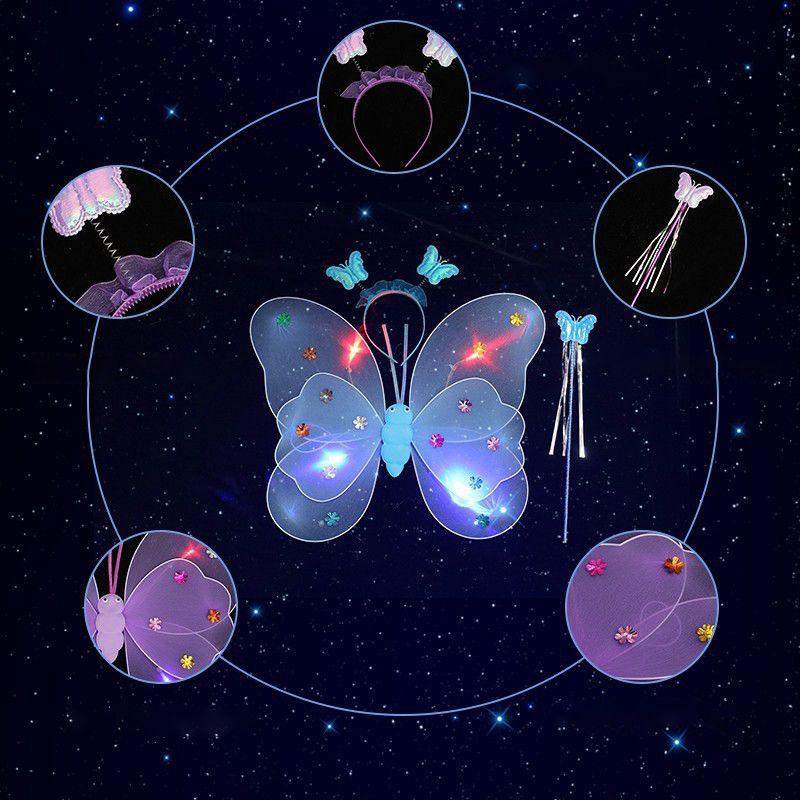 Детский светодиодный костюм бабочки, реквизит для детей, светящиеся крылья ангела на 2-8 лет, день рождения, Пасха