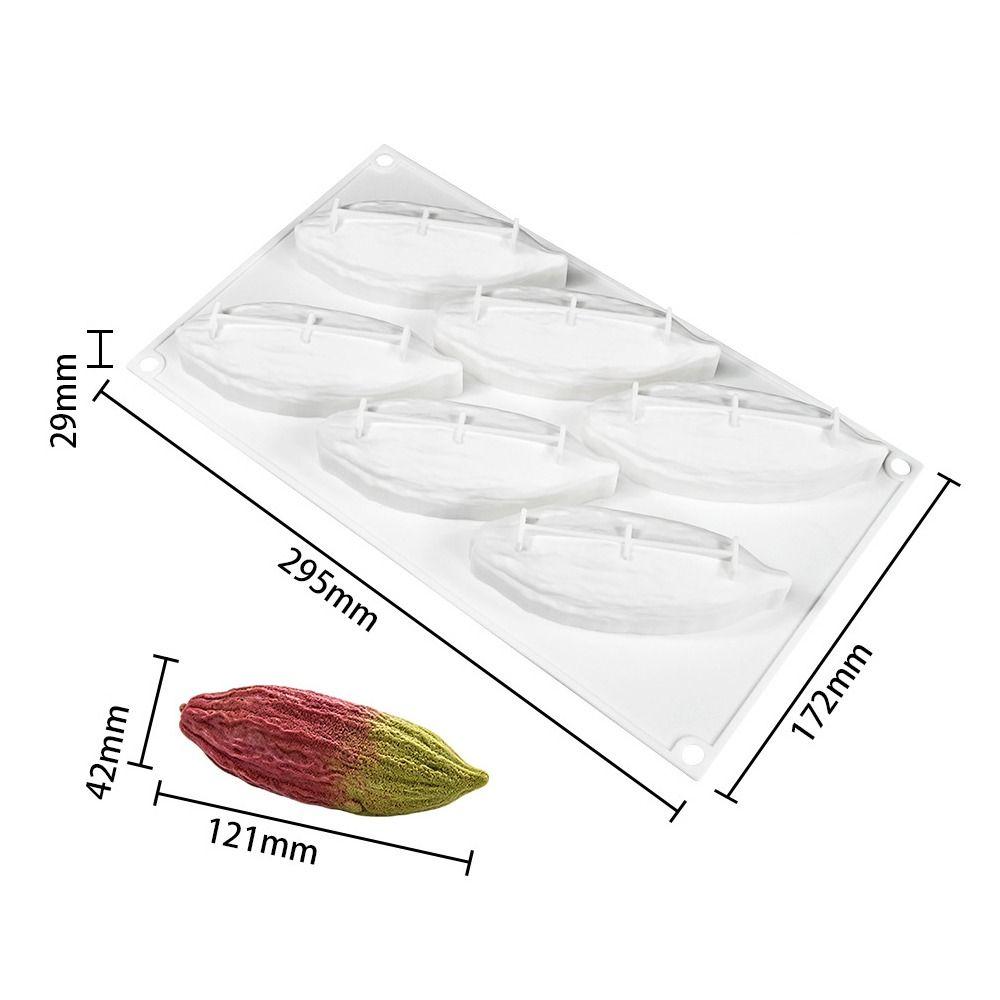 6 Cavity Cocoa Pod Silicone Mold Heat Resistant DIY Cake Decorating Tools Baking Mold Pudding
