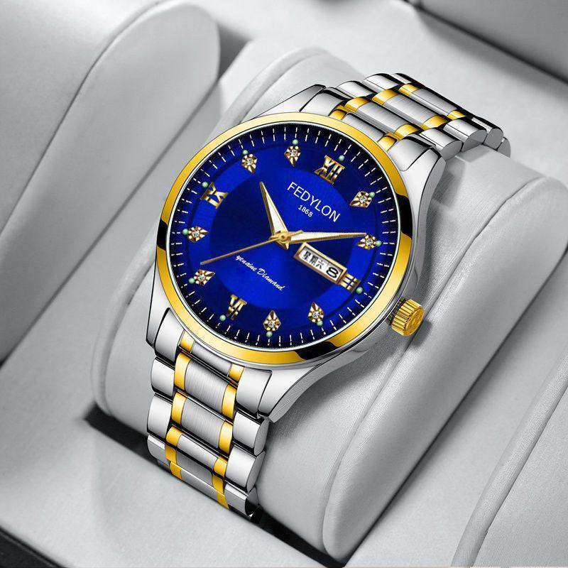 Немеханические часы с инкрустированными бриллиантами, светящиеся, полностью автоматические кварцевые часы, водонепроницаемые, позолоченные часы