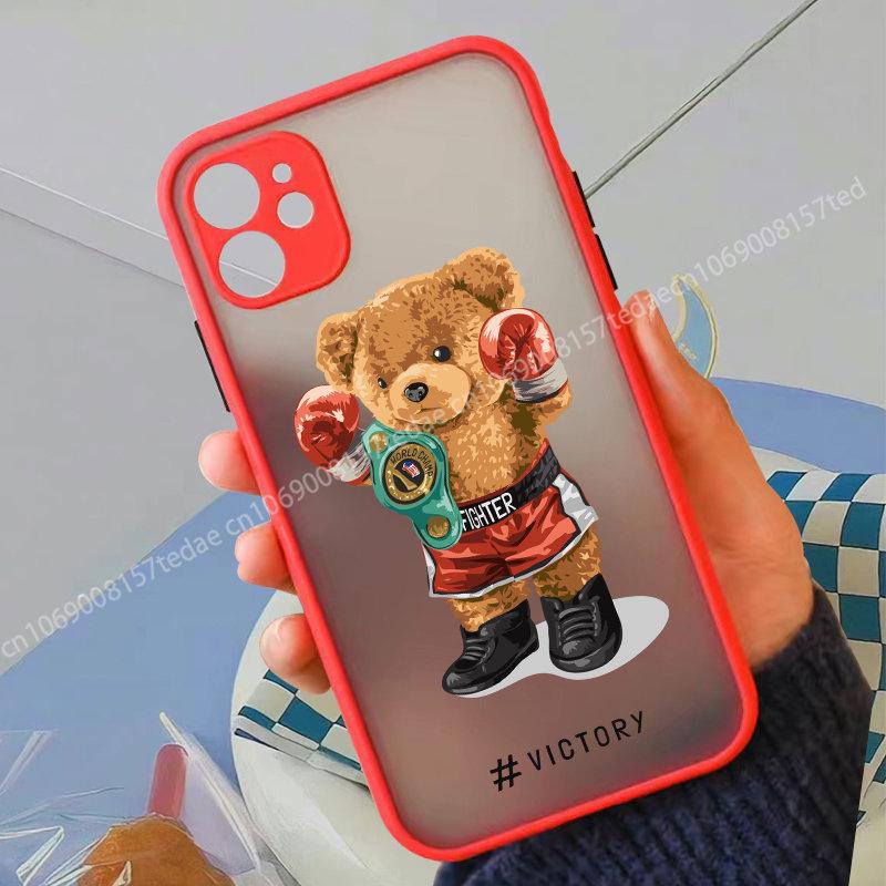 Модный Мультяшный Плюшевый Мишка Чехол для Телефона для IPhone XR XS Max 13 12 11 14 Pro MAX Mini SE2022 15 7 8 Plus Работающий Медведь Прозрачный Чехол