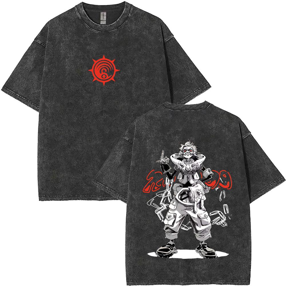 Anime Gachiakuta Ludo Vintage Washed T Shirt Men Women Manga Retro Oversized Short Sleeve Tshirt Mens Casual Cotton Tshirts