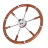 Teak Wood Handle Boat Steering Wheel 6 Spoke 304 Stainless Steel Center Frame Replacement Yachts Steering Wheel for 5