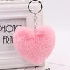 Heart Keychain Key Ring Pendant Handbag Bag Faux Fur Wallet Decor