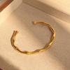 Luxury Gold Plated Stainless Steel Braided Texture Fashion Beaded Bracelets Chic Minimalist Bangle for Any Occasion