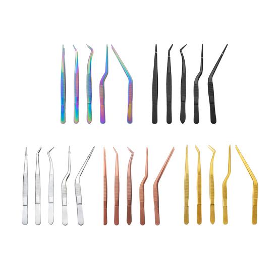 5 шт. Кухонные щипцы из нержавеющей стали для еды, профессиональный набор пинцетов для шеф-повара для точного захвата, для приготовления пищи, выпечки, сервировки, украшения тортов