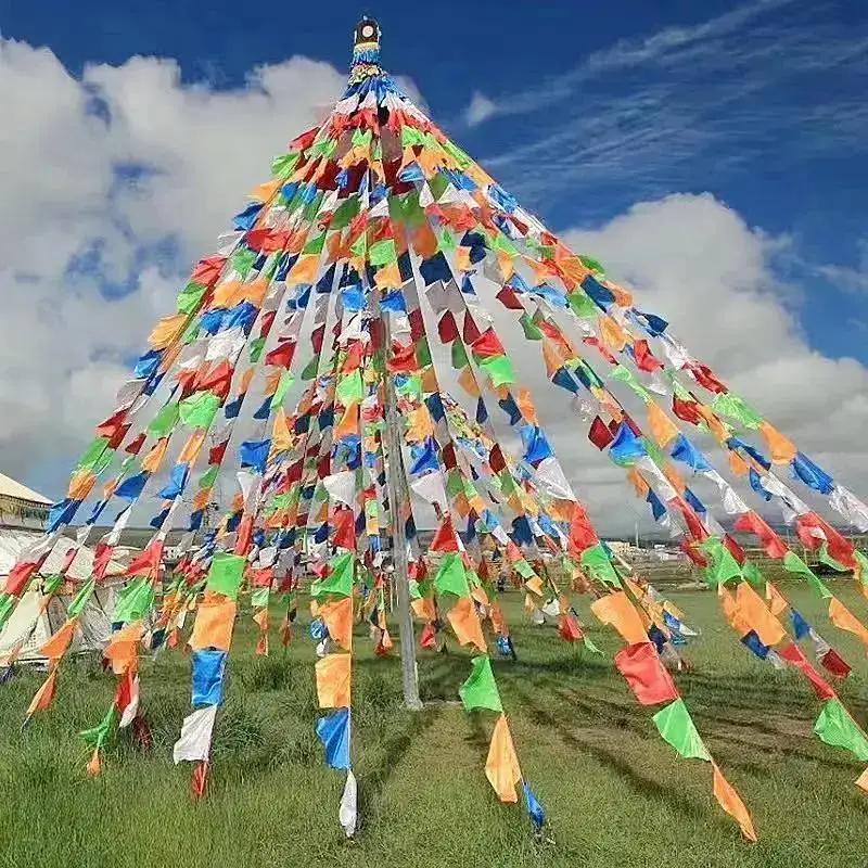 Religious Flag Tibetan Buddhist Prayer Flag Colour Print Prayer Artificial Silk Tibet Lung Ta Banners Scriptures Flag Decoration