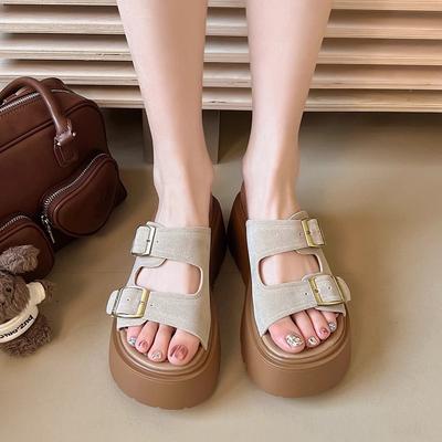 2025 лето новые повседневные модные тапочки женские с высоким чувством моды универсальные шлепанцы на платформе