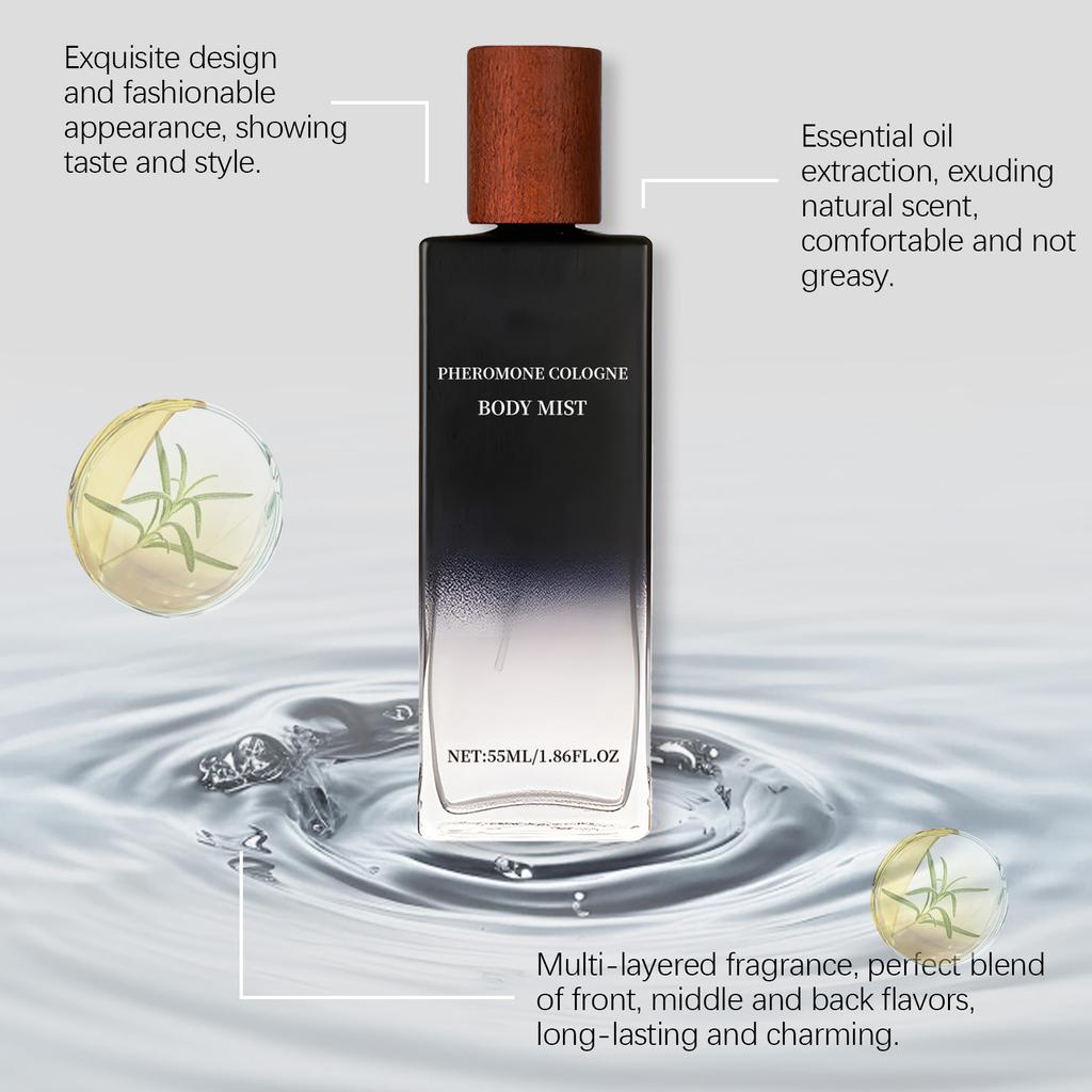 Одеколон для тела с феромонами, мужской парфюм, духи с феромонами, уникальные ароматические молекулы, притяжение, 55 мл