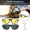 2PCS Riding Night Vision Sunglasses Fashion Women Outdoor Sport Running Cycling Fishing Anti-Glare Goggles Sunglasses