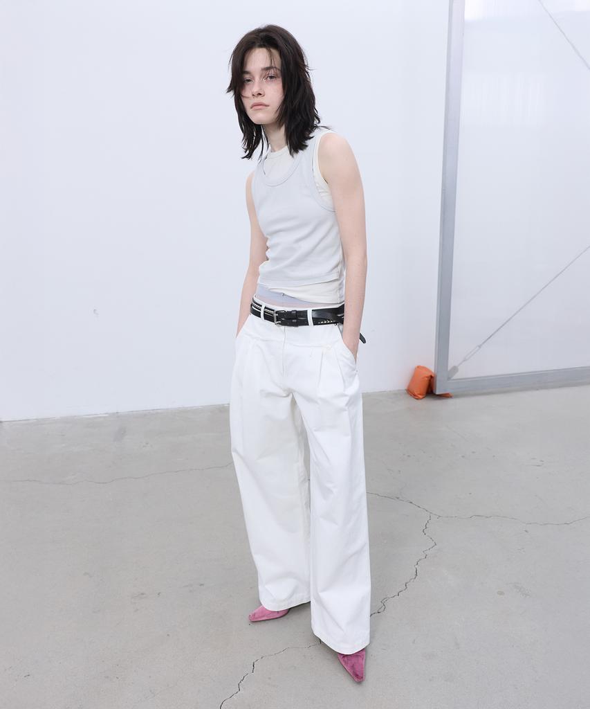 LCDC™ Frayed Line Detail Pants (White)