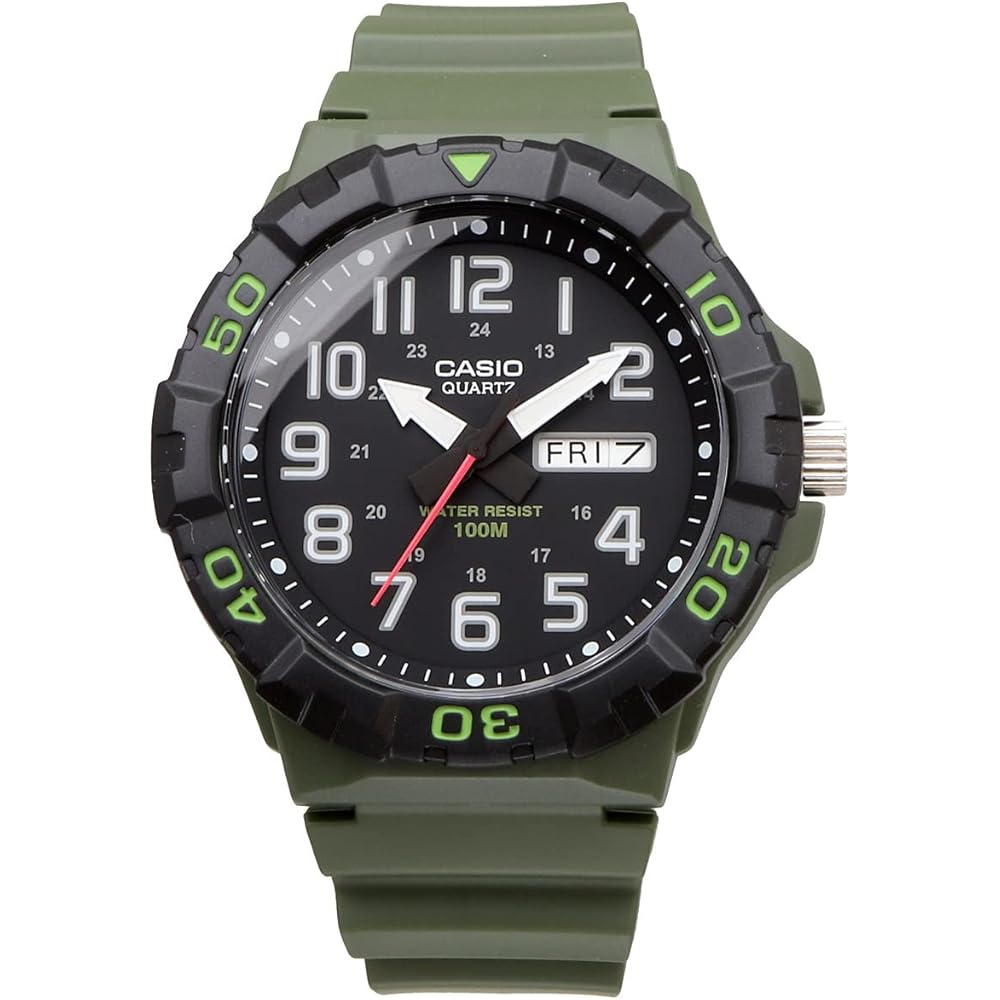 Casio Standard MRW-210H-3AV Кварцевые часы с большим циферблатом Военно-зеленые Мужские Зарубежная модель