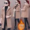 Women's Fleece-lined Thickened Lamb Wool Jacket Autumn Winter Trendy Medium-length Cardigan Sweatshirt